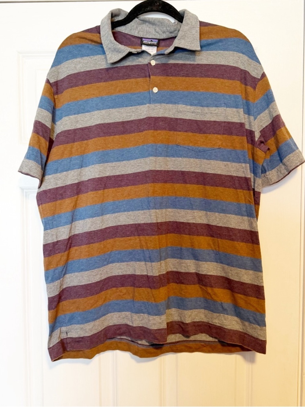Patagonia squeaky clean men’s 100% organic cotton polo tee shirt